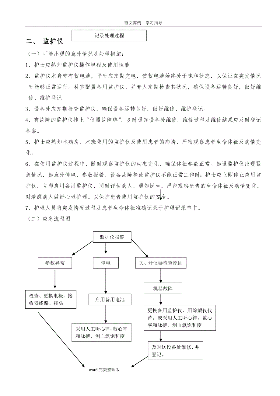 使用常用仪器和抢救设备可能出现意外情况的处理预案及措施方案_第2页