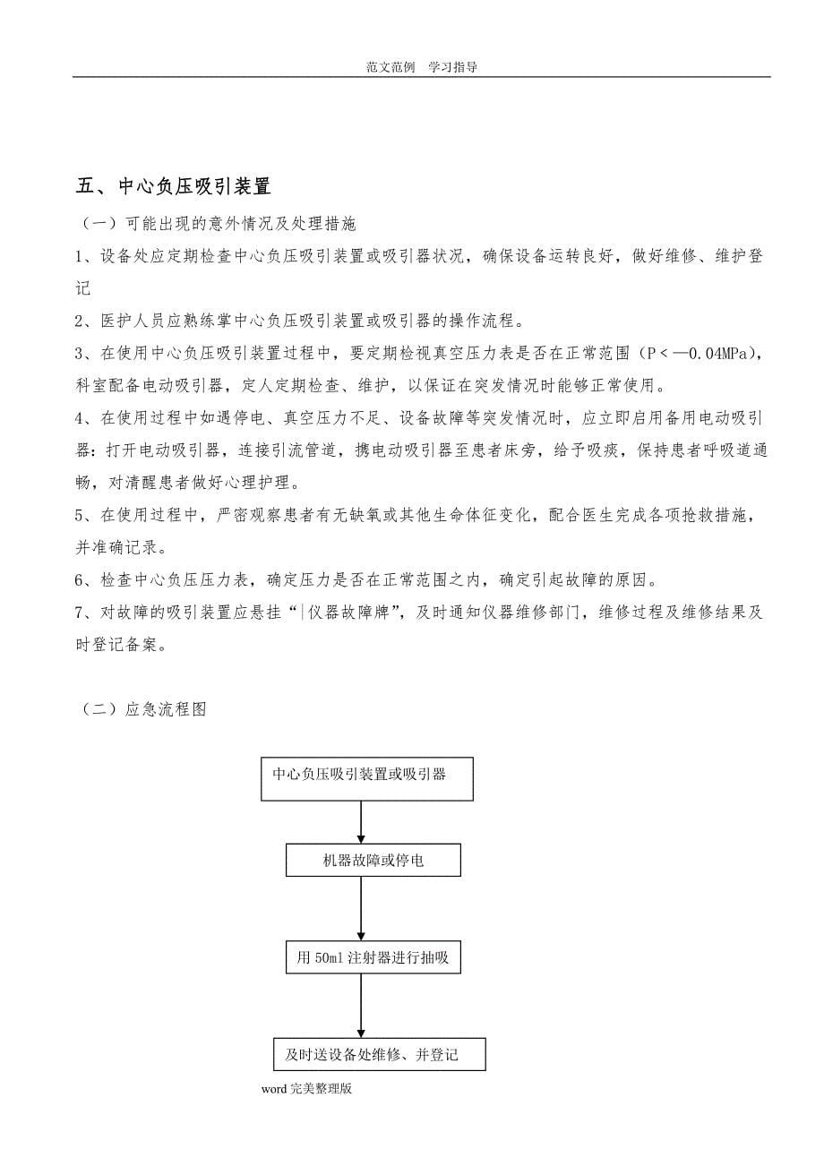 使用常用仪器和抢救设备可能出现意外情况的处理预案及措施方案_第5页