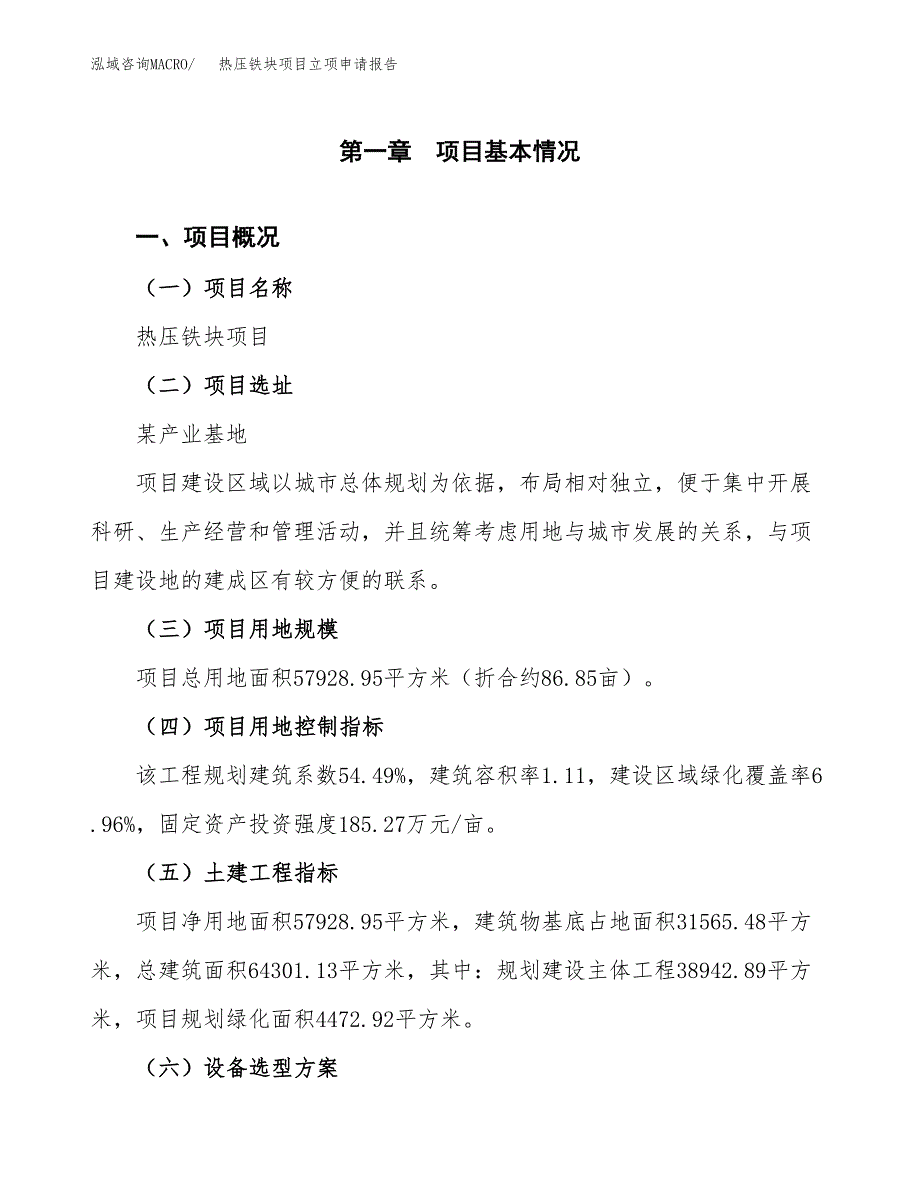 热压铁块项目立项申请报告样例参考.docx_第1页