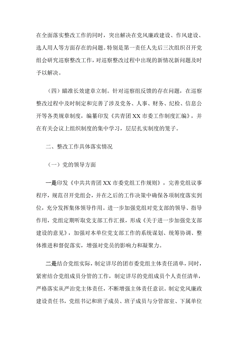 共青团市委党组关于巡察整改情况的报告_第2页