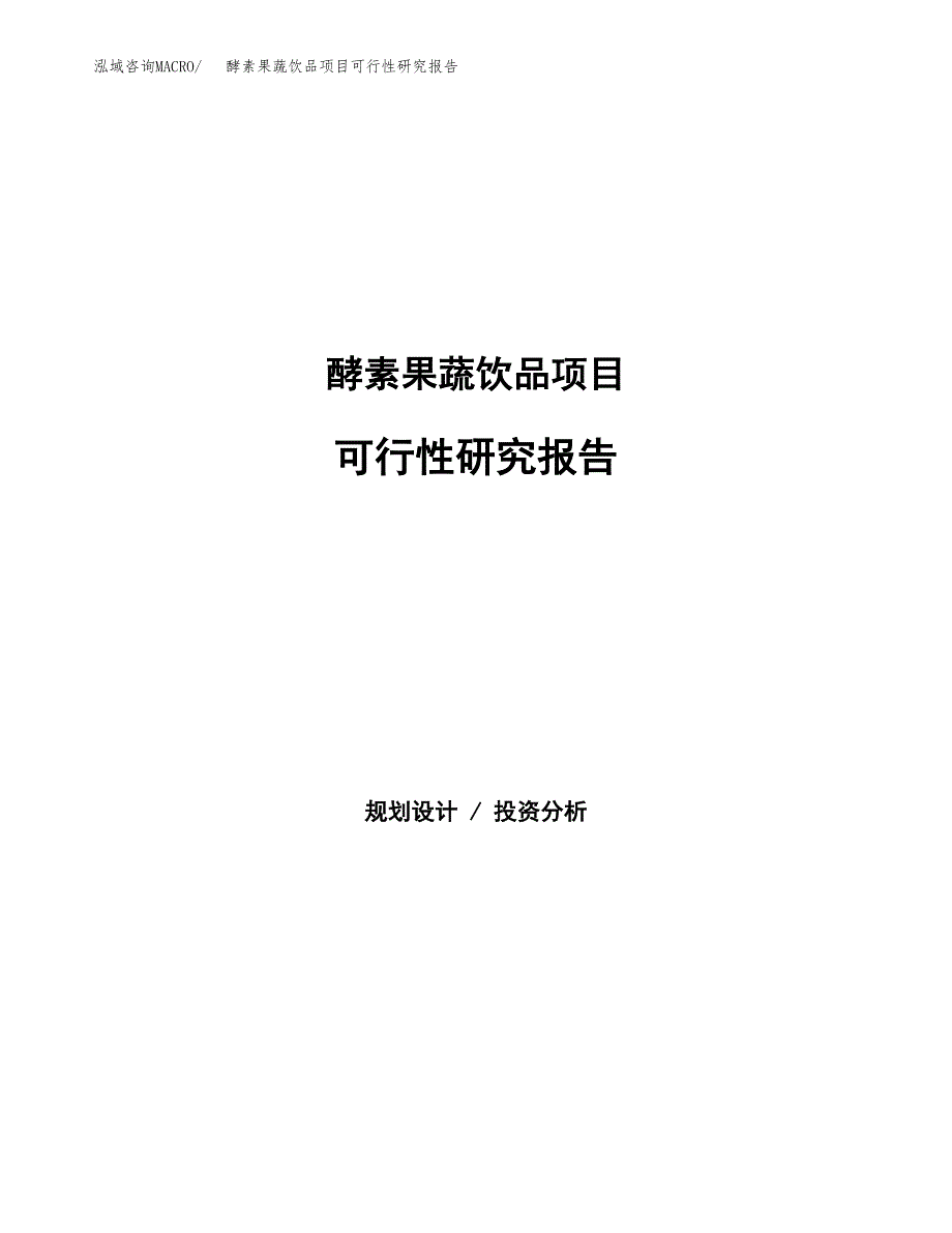 酵素果蔬饮品项目可行性研究报告样例参考模板.docx_第1页