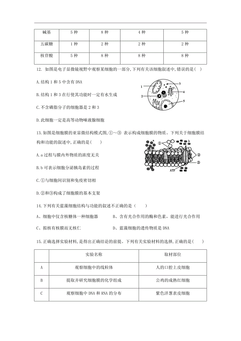 福建省漳州市、龙海市五中等四校高二下学期联考（期末考）生物Word版_第3页