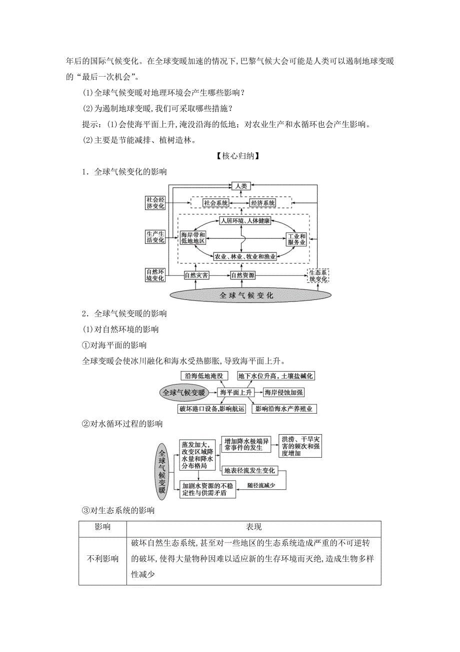 （浙江专用）高一地理第四章自然环境对人类活动的影响3第二节全球气候变化对人类活动的影响学案湘教版必修1_第5页