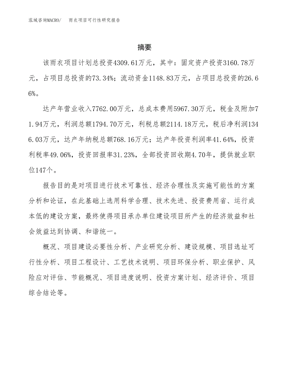 雨衣项目可行性研究报告样例参考模板.docx_第2页