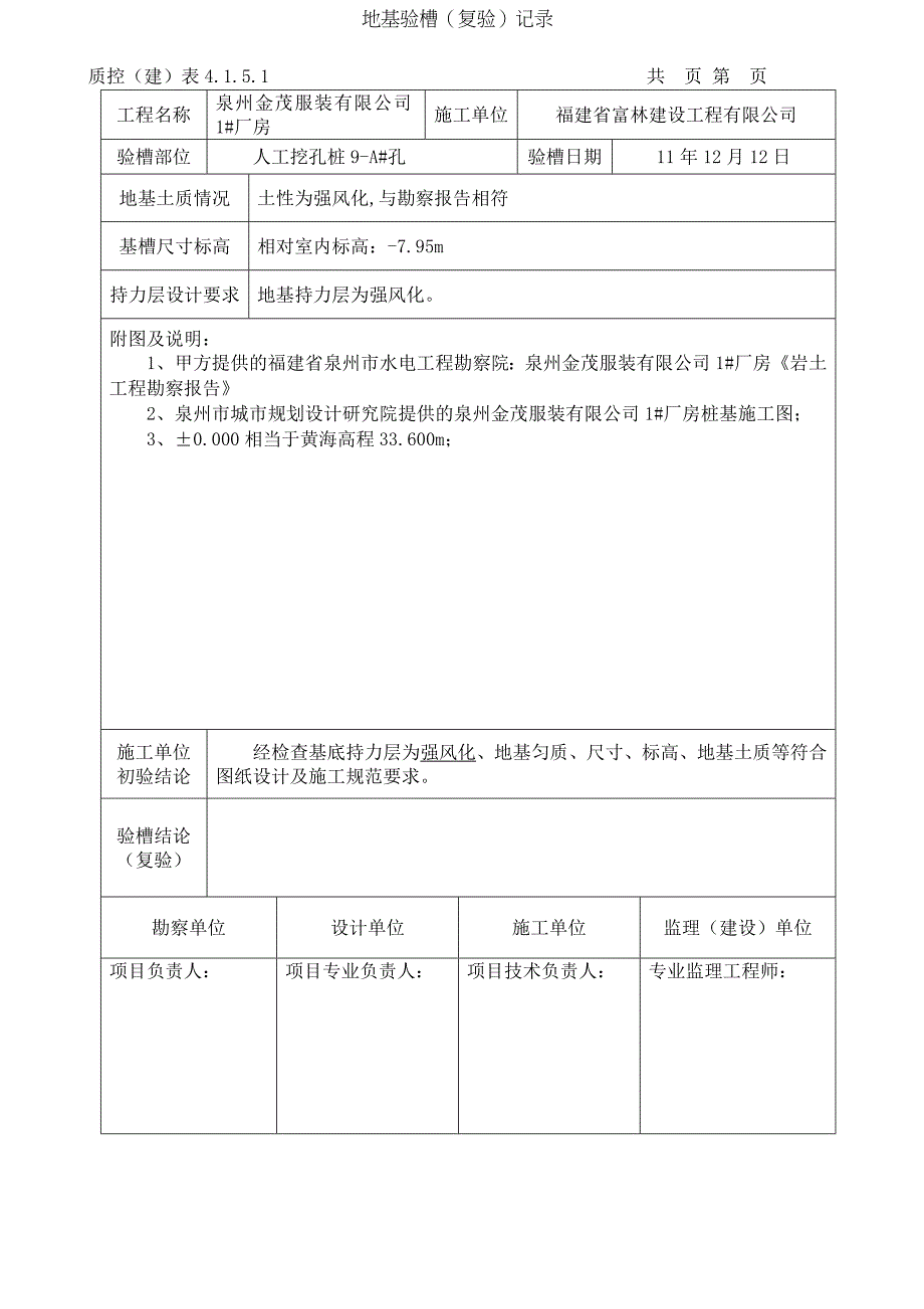 厂房地基验槽（复验）记录_第3页