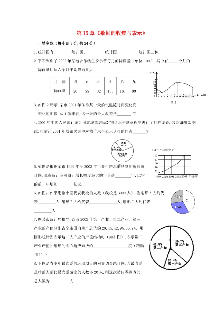 初二数学上册第15章《数据的收集与表示》单元综合测试4（新版）华东师大版_第1页