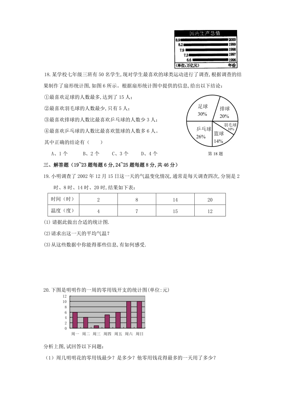 初二数学上册第15章《数据的收集与表示》单元综合测试4（新版）华东师大版_第4页