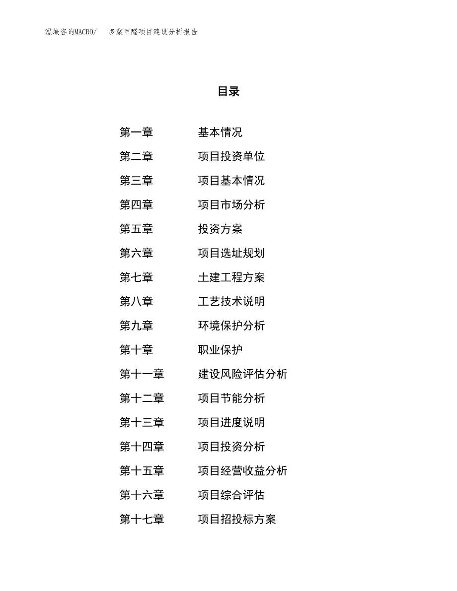 多聚甲醛项目建设分析报告范文(项目申请及建设方案).docx_第1页