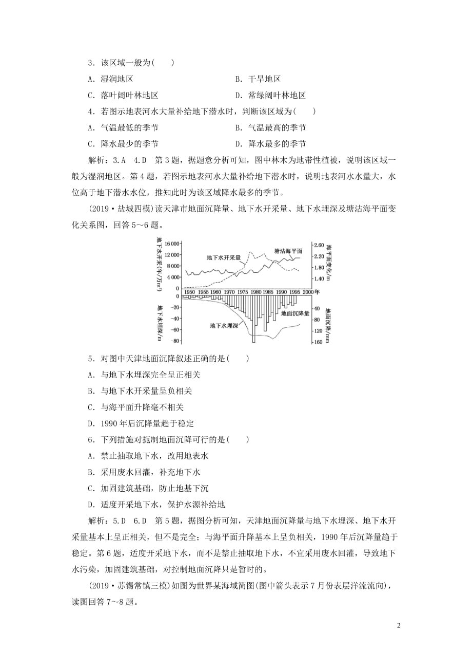 （江苏专用）2020高考地理二轮复习专题过关检测（四）水体运动_第2页