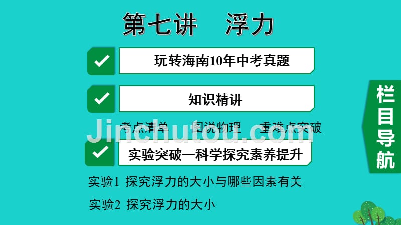 海南省2020年中考物理一轮复习考点通关第七讲浮力课件_第1页