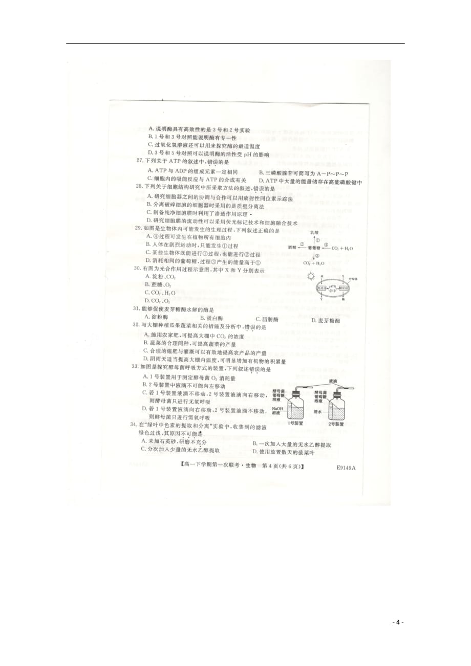 辽宁省凌源市2018_2019学年高一生物下学期第一次联考试题（扫描版）_第4页