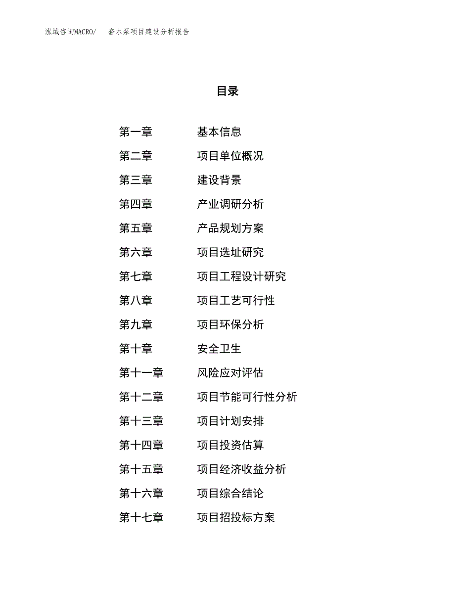 套水泵项目建设分析报告范文(项目申请及建设方案).docx_第1页