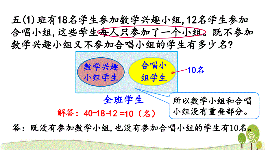 冀教版五年级数学下册8.1 解决重叠问题课件_第4页