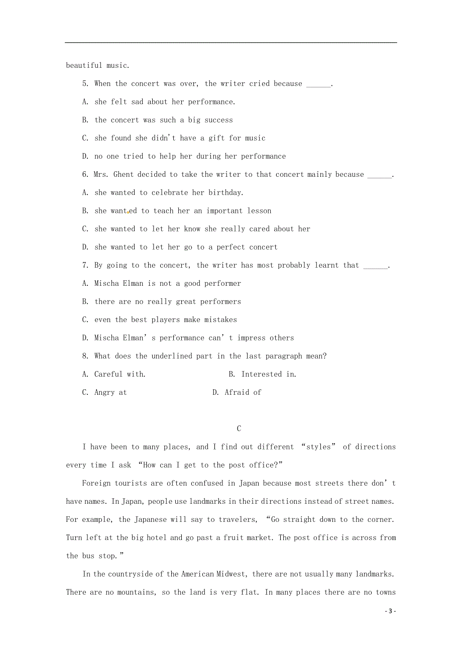 内蒙古北京八中乌兰察布分校2019_2020学年高一英语上学期第四次调研考试试题_第3页