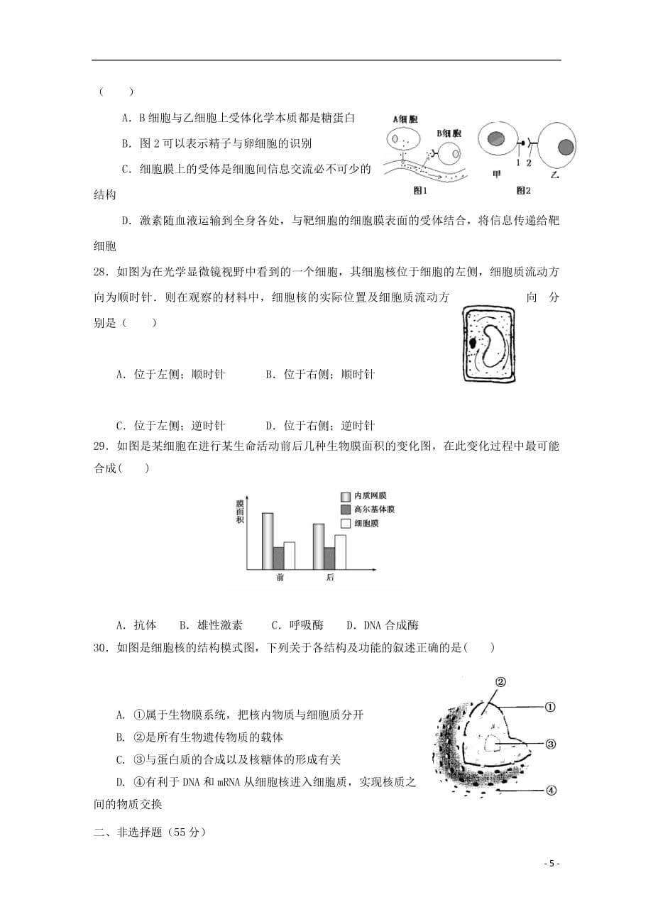 山东省莒县第二中学2018_2019学年高一生物上学期第一次月考试题2018101201180_第5页