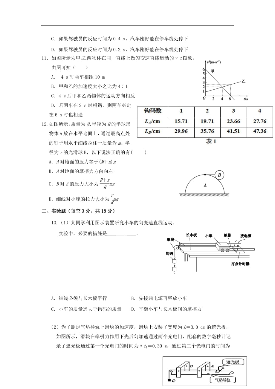 宁夏六盘山高级中学2019届高三物理上学期第一次月考试题2018100801171_第3页