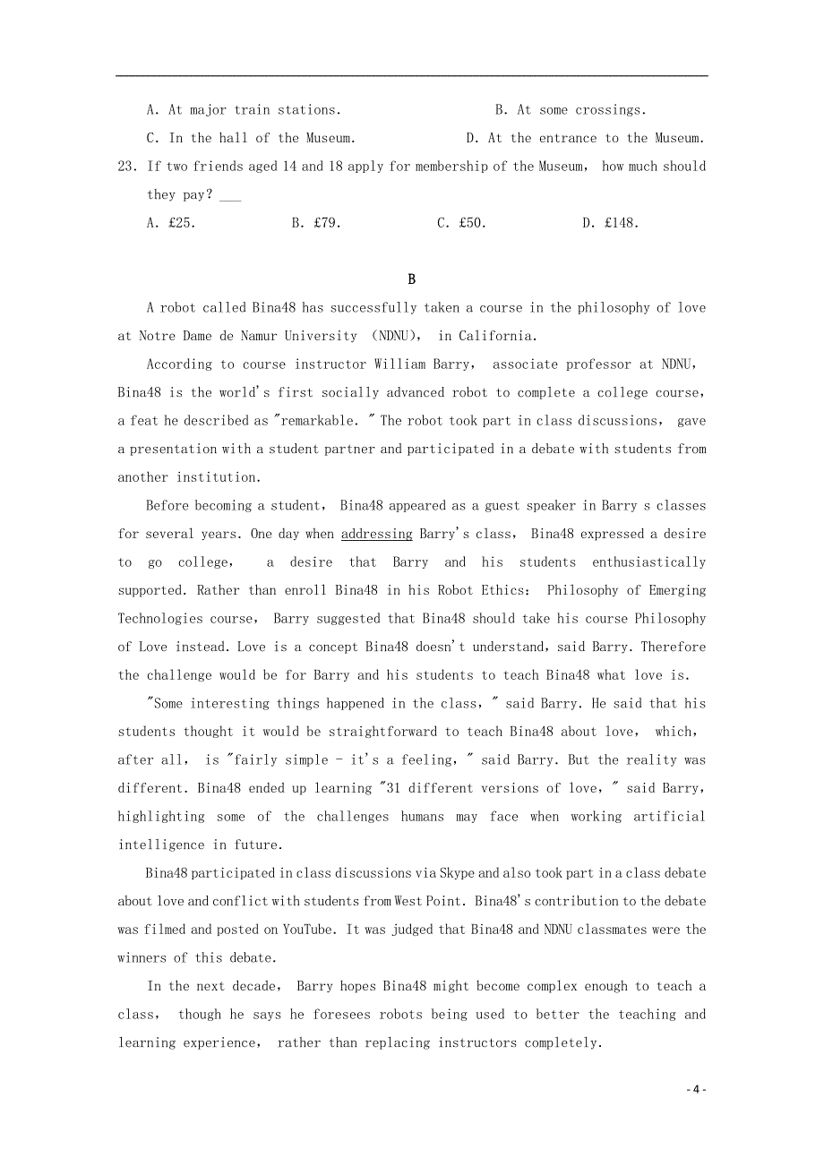 江西省上高县二中2019届高三英语上学期第一次月考开学考试试题201809030291_第4页