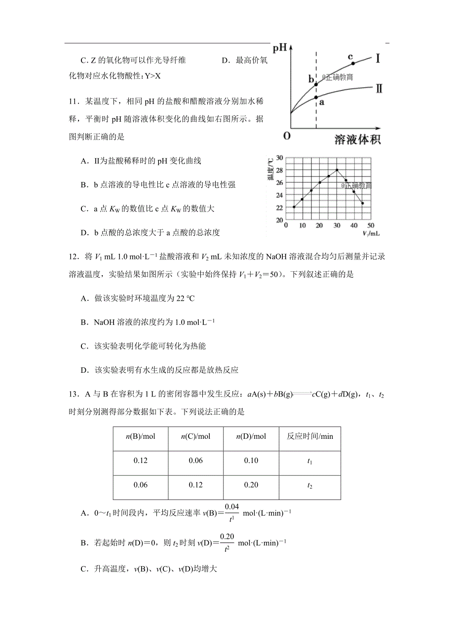 2018-2019学年山西省高二上学期第一次月考化学试题（Word版）_第4页