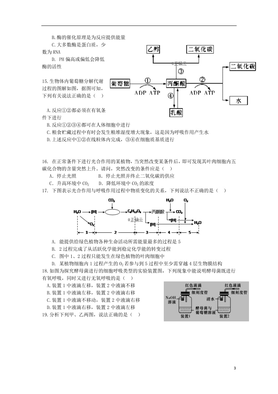 江西省上饶市广丰一中2018_2019学年高一生物下半年月考试题_第3页