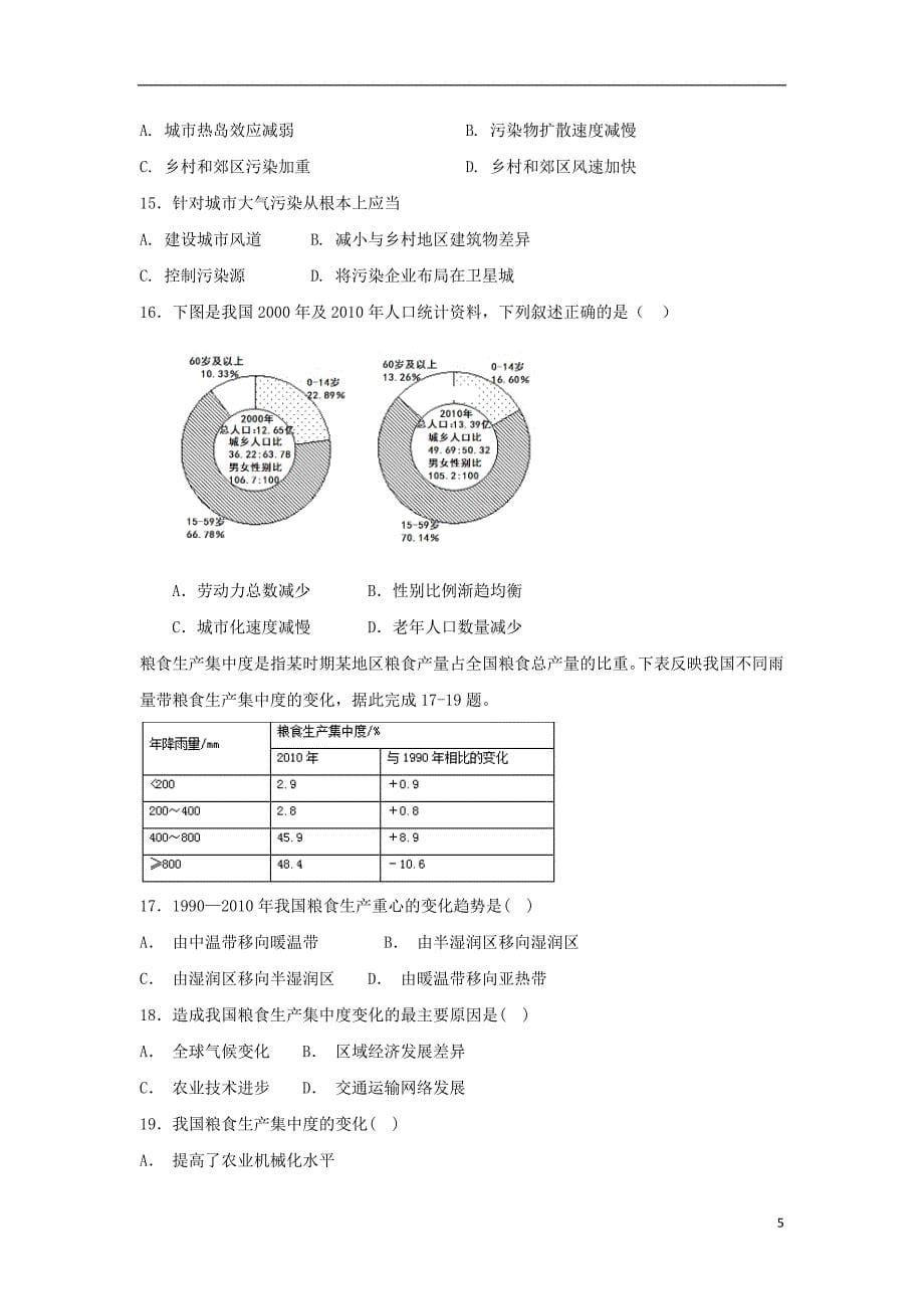 东戴河分校2018_2019学年高二地理12月月考试题_第5页