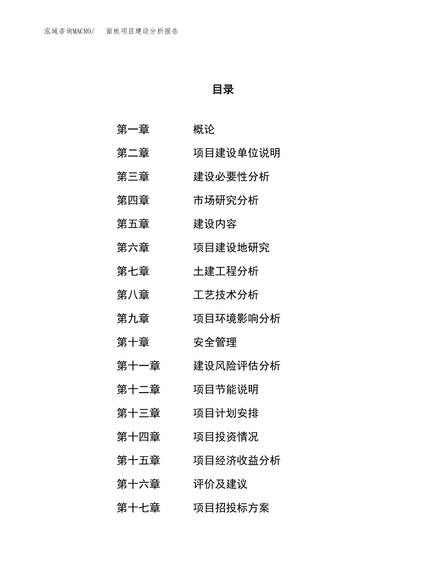 面板项目建设分析报告范文(项目申请及建设方案).docx_第1页