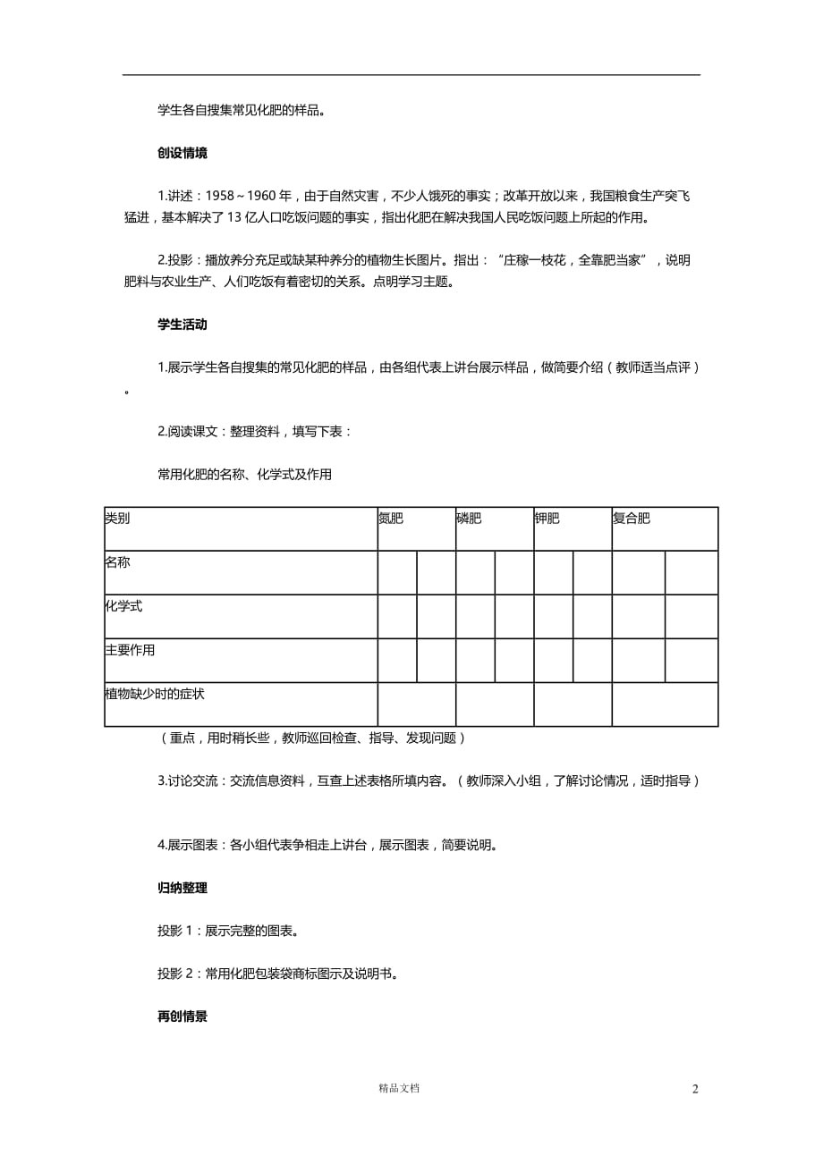 第11单元《课题2 化学肥料》教案【人教九下化学】_第2页