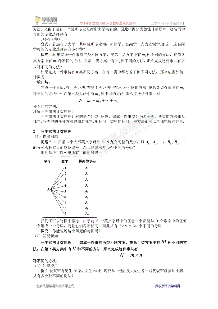 [名校联盟]福建省长乐第一中学高中数学选修2-3《1.1分类加法计数原理和分步乘法计数原理》教案_第2页