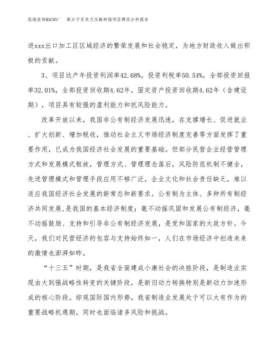 高分子亚克力压敏树脂项目建设分析报告范文(项目申请及建设方案).docx_第5页