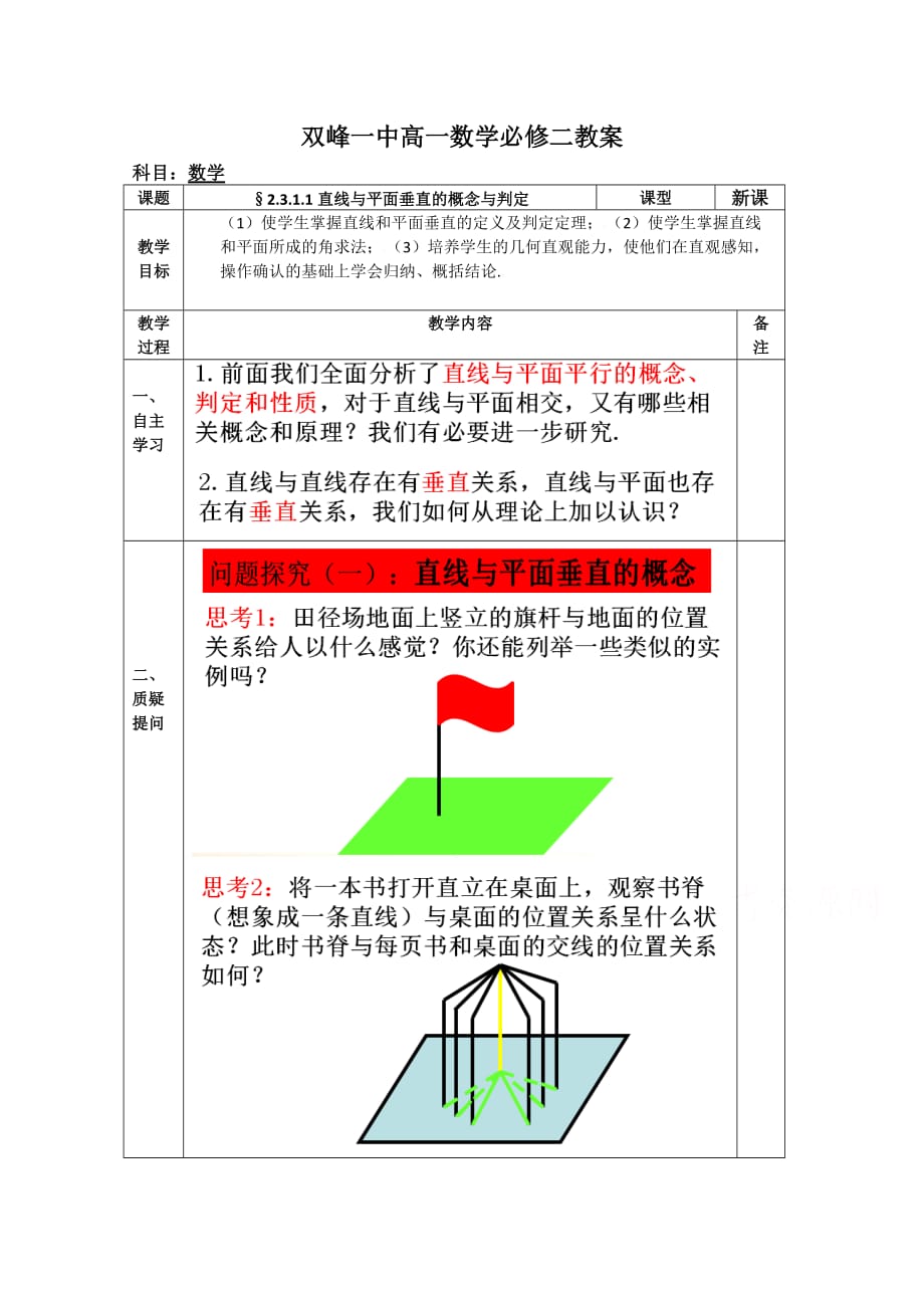 2.3.1.1直线与平面垂直的概念与判定【GHOE】_第1页