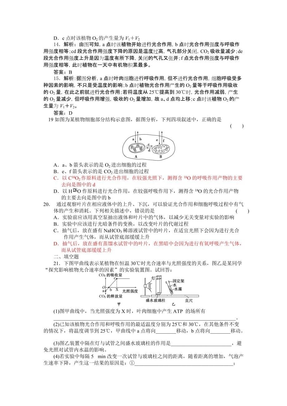 光合作用练习有答案_第5页