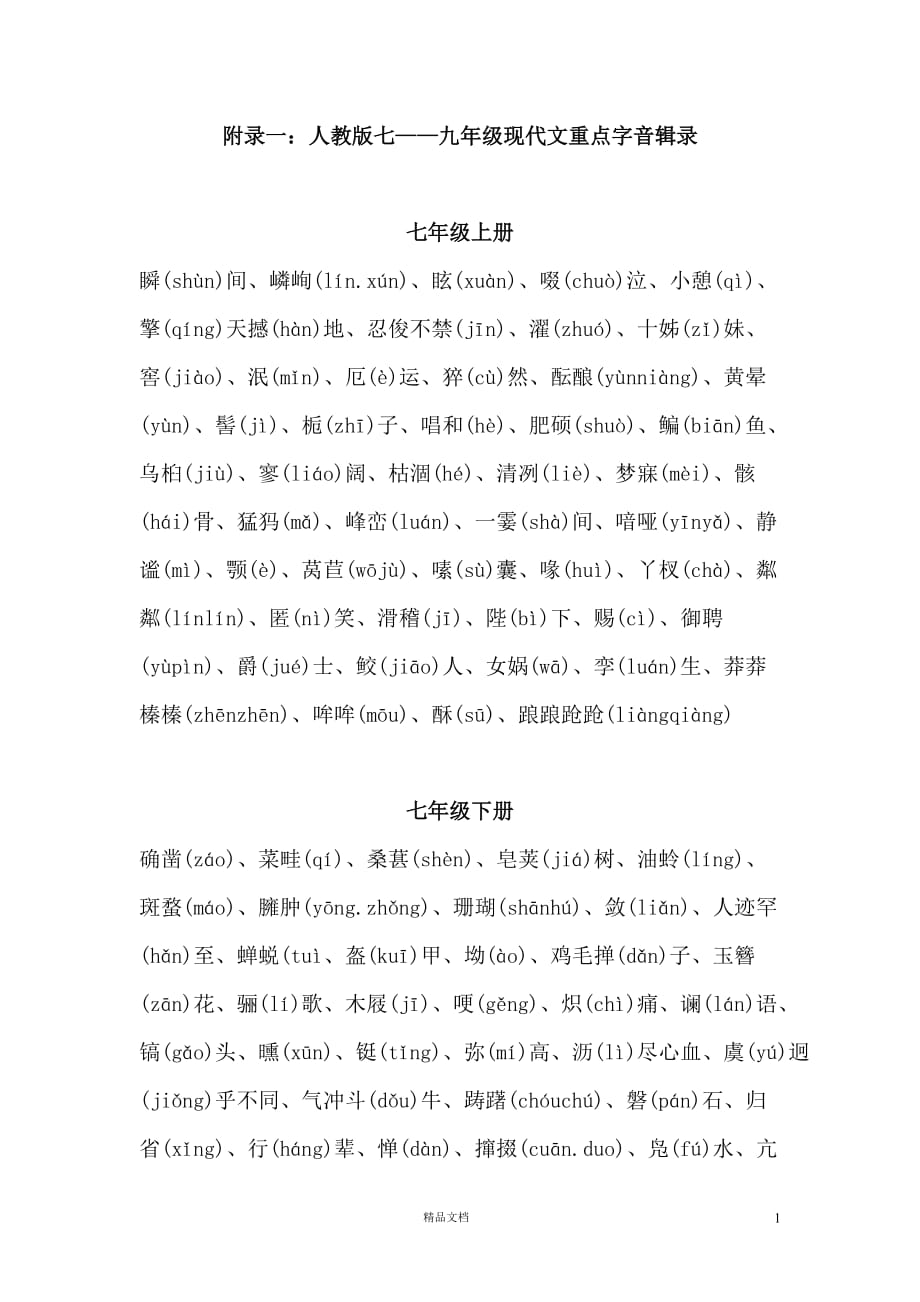 人教版初中语文汇总1：字形【GHOE】_第1页