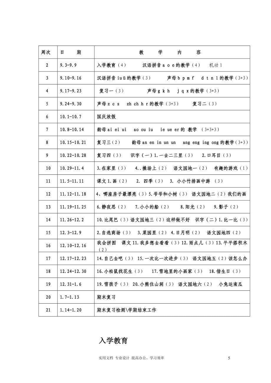 人教版小学语文一年级上册教案全册 教案_第5页