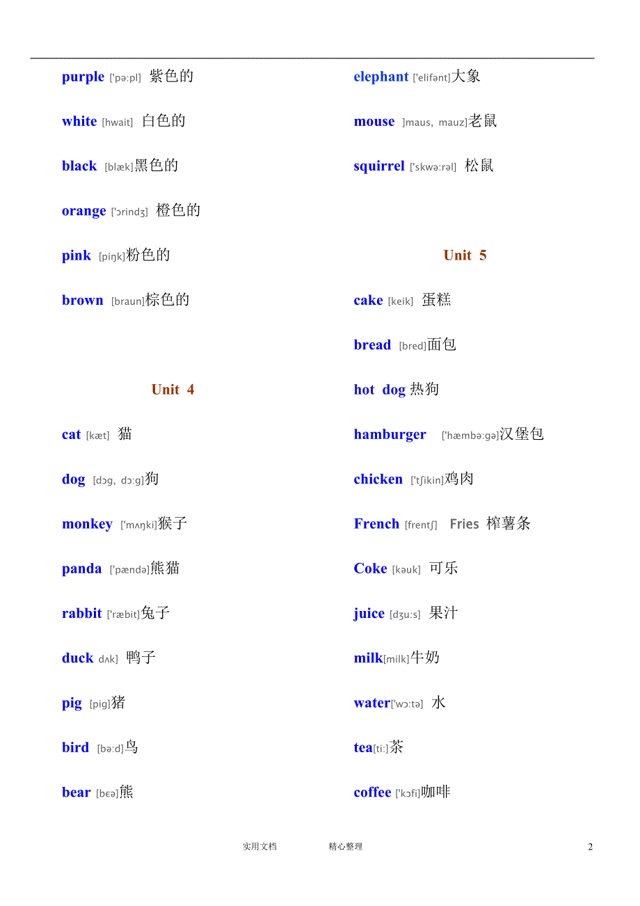 新人教版PEP三年级上册英语---人教版PEP小学英语三年级·单词表(带有音标)_第2页