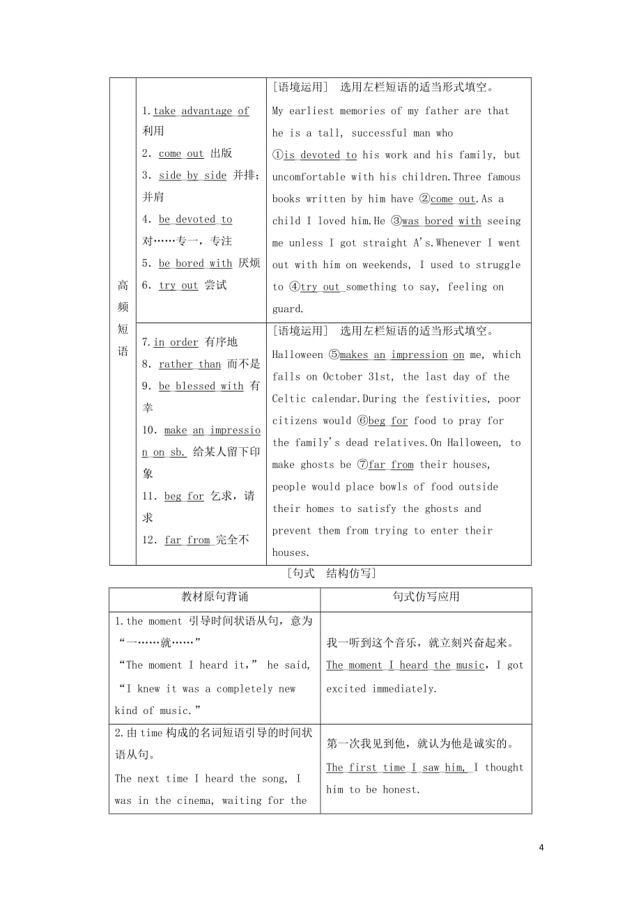 外研版选修7高考英语一轮复习Module4MusicBorninAmerica学案_第4页