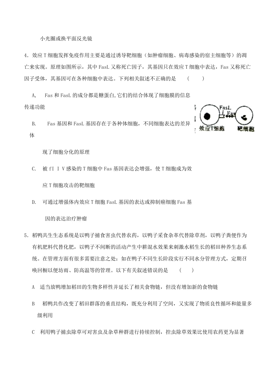 甘肃省武威第一中学2019届高三上学期期末考试生物试卷及答案_第2页