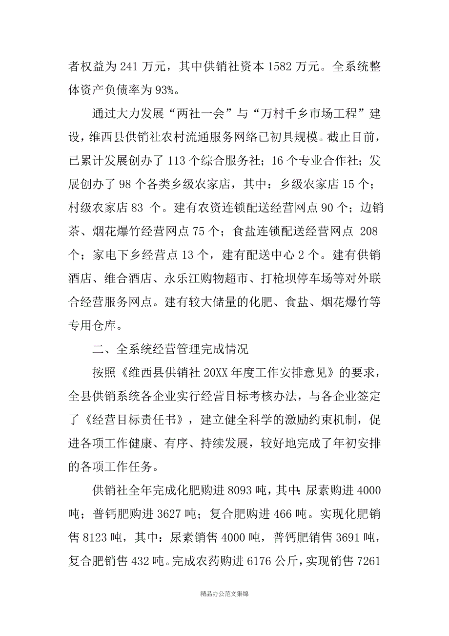 20XX年县供销合作社工作总结及20XX年工作计划_第2页