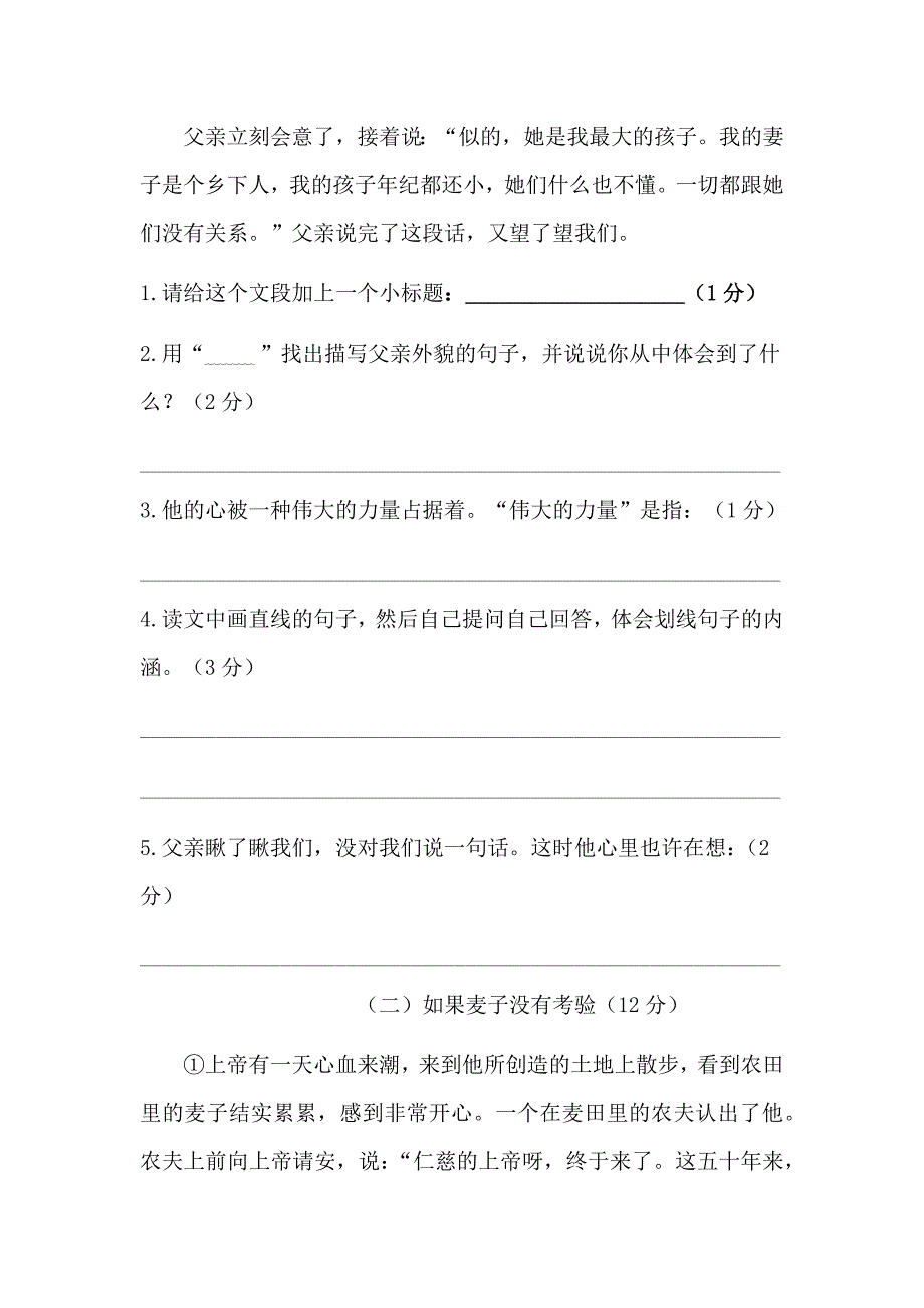 六年级下册语文试题-2020小升初模拟试卷-（含答案）人教统编版（二）`_第4页