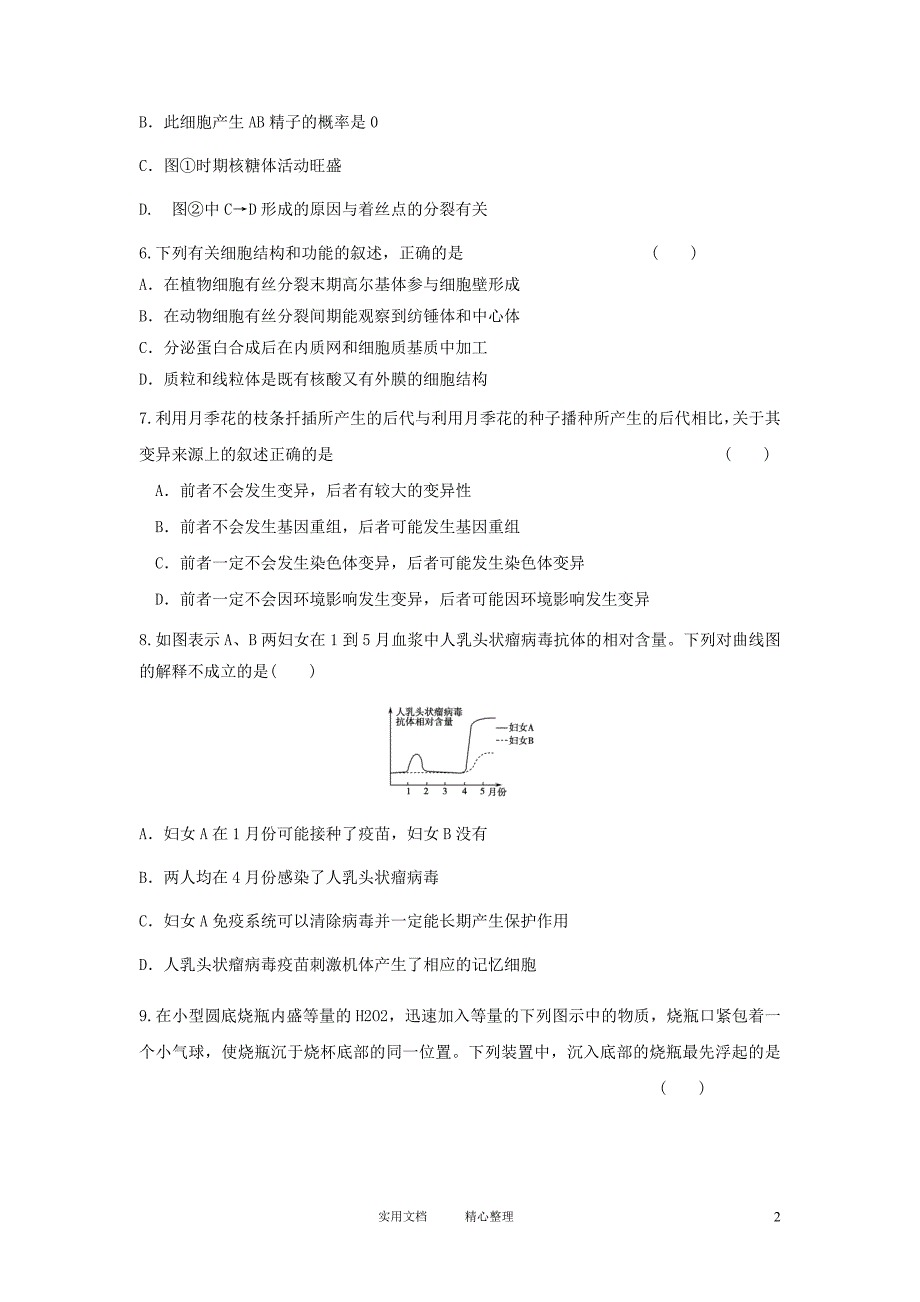 2012届高三生物二轮必修模块典题精练24（卷）_第2页