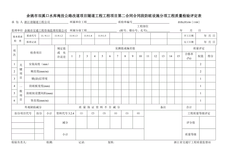 2020年隧道工程隔离栅和防落网分项工程质量检验评定表.doc_第2页