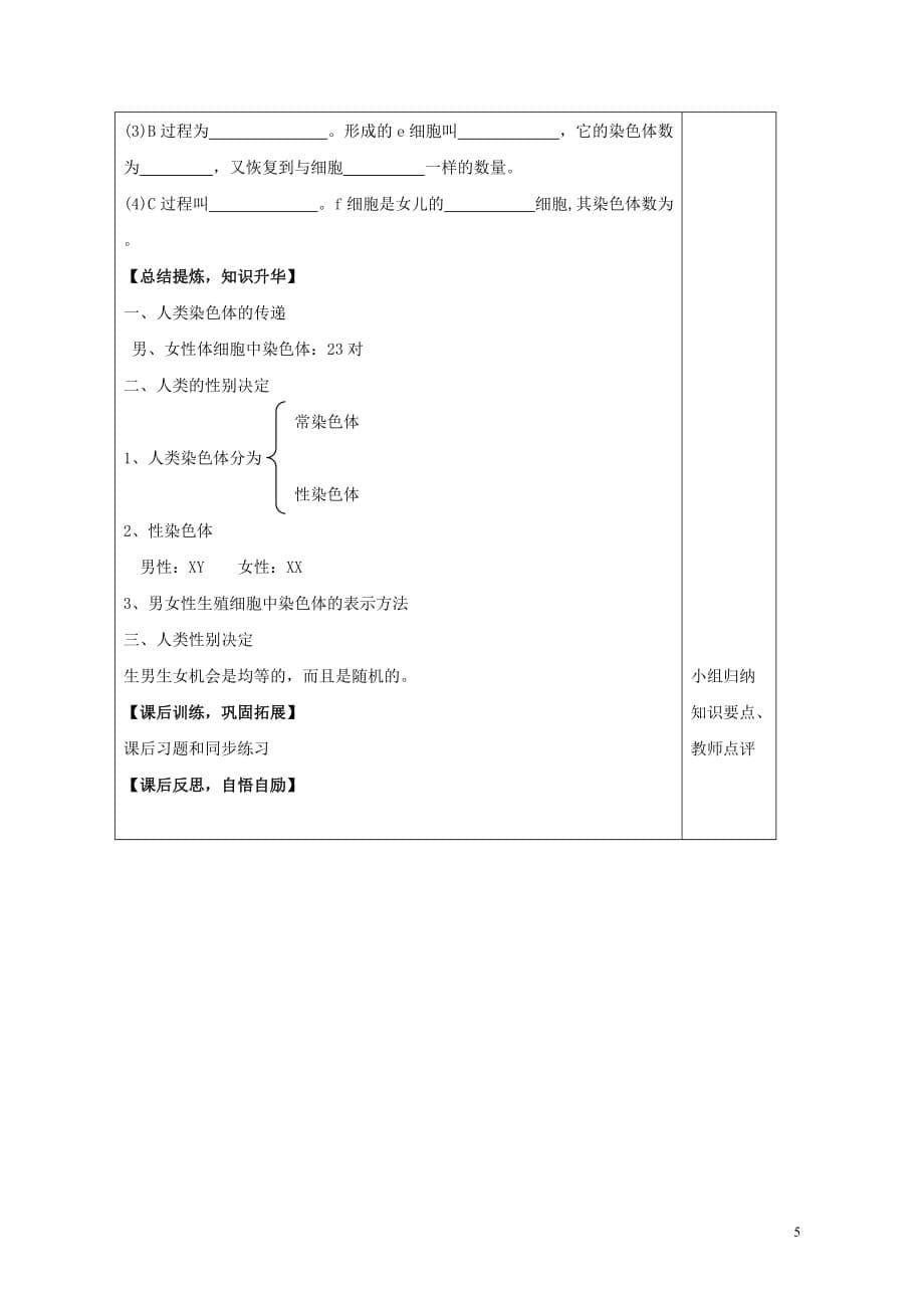 八年级生物上册第四单元物种的延续第四章生物的遗传与变异第三节人类染色体与性别决定教学设计（新版）济南版_第5页