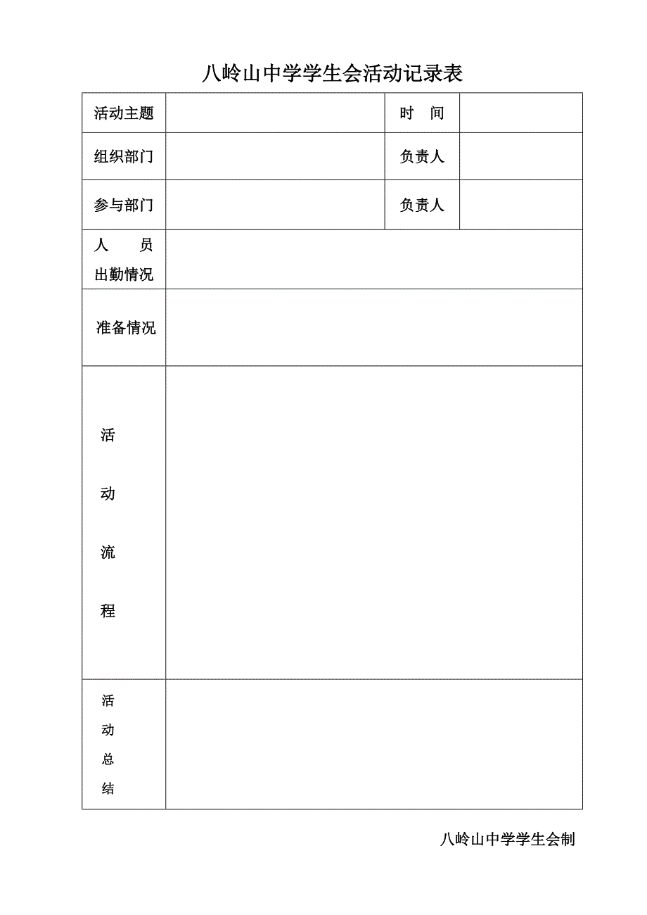 八岭山中学学生会活动记录表_第3页