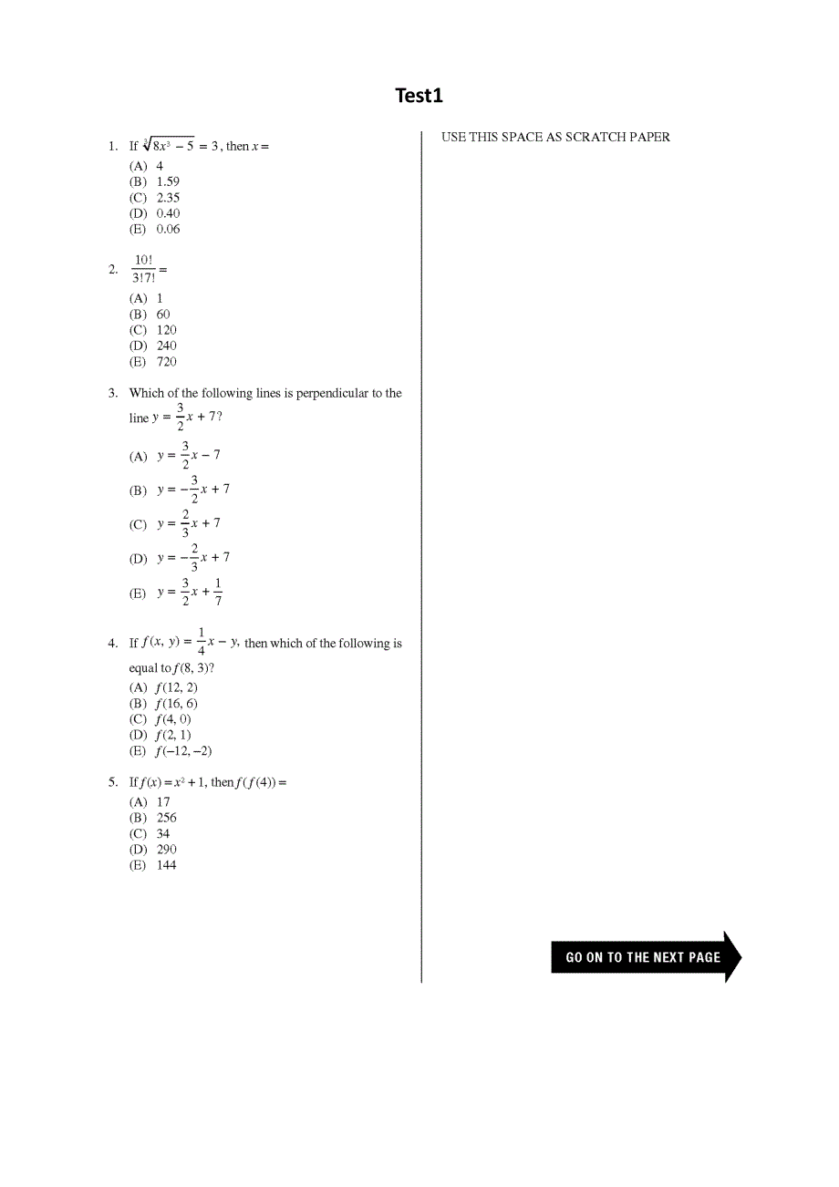 SAT2数学真题2010年5月（含答案）【GHOE】_第2页