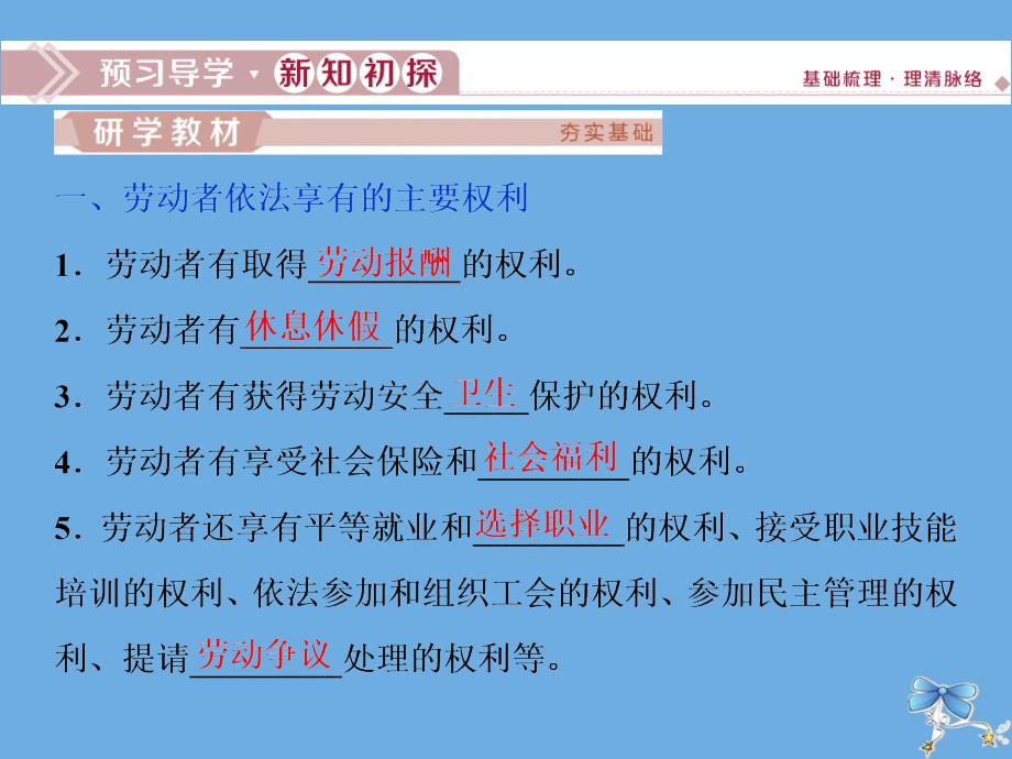 2019-2020学年高中政治 专题四 劳动就业与守法经营 第二框 就业维权之道课件 新人教版选修5_第3页