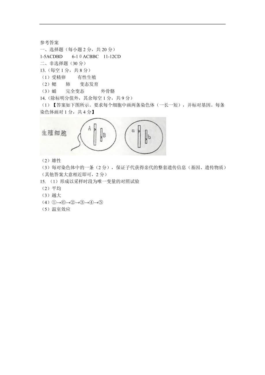 2017河北省石家庄市学业水平模拟考试生物试题_第5页