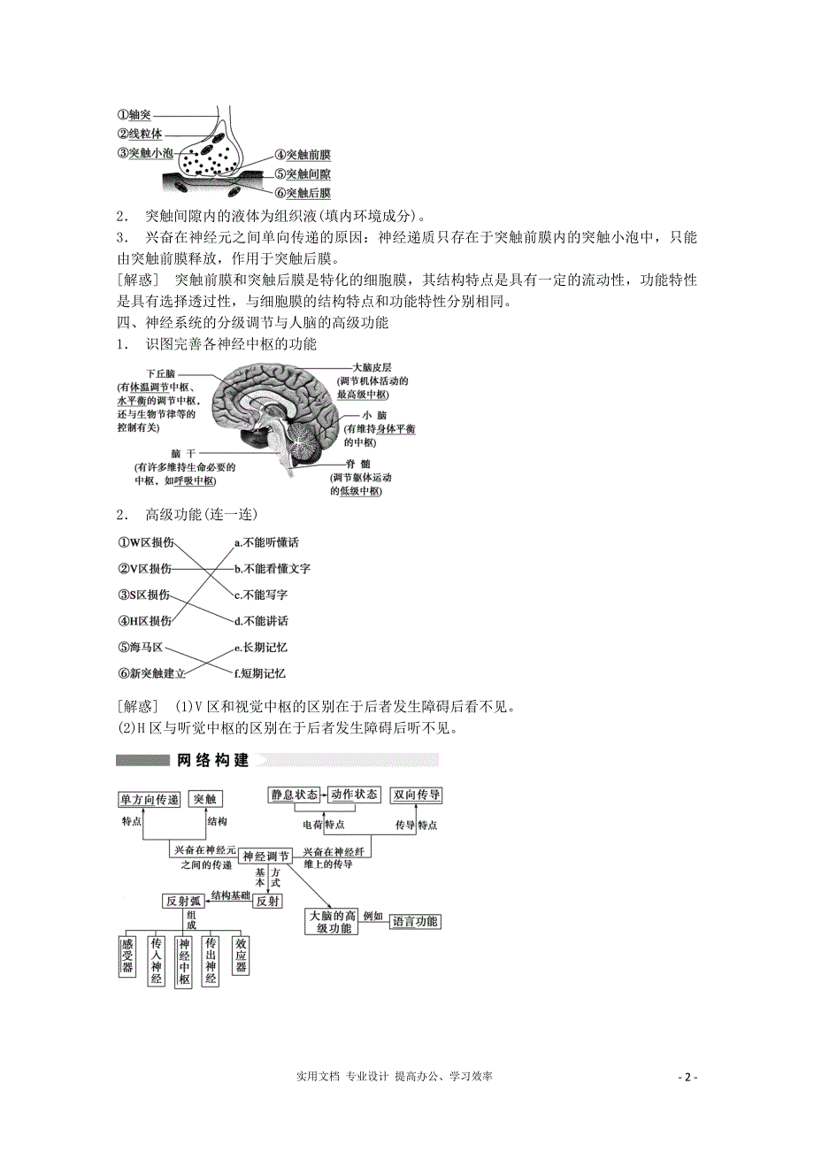 【原创】2014届高三生物（人教版通用）一轮复习教案--- 第27讲 通过神经系统的调节（卷）_第2页