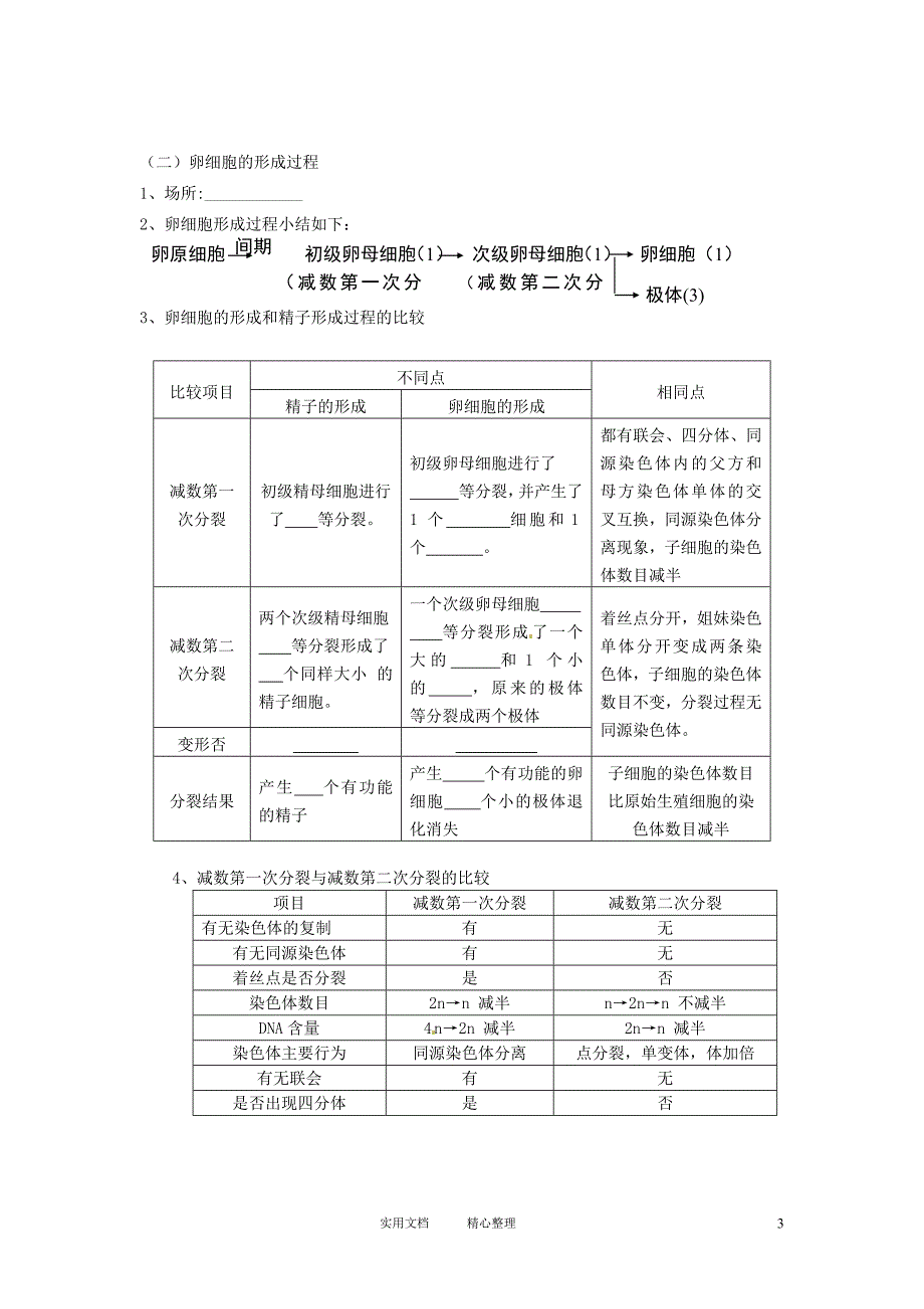 必修二第二章第1节《减数分裂》导学案2（卷）_第3页