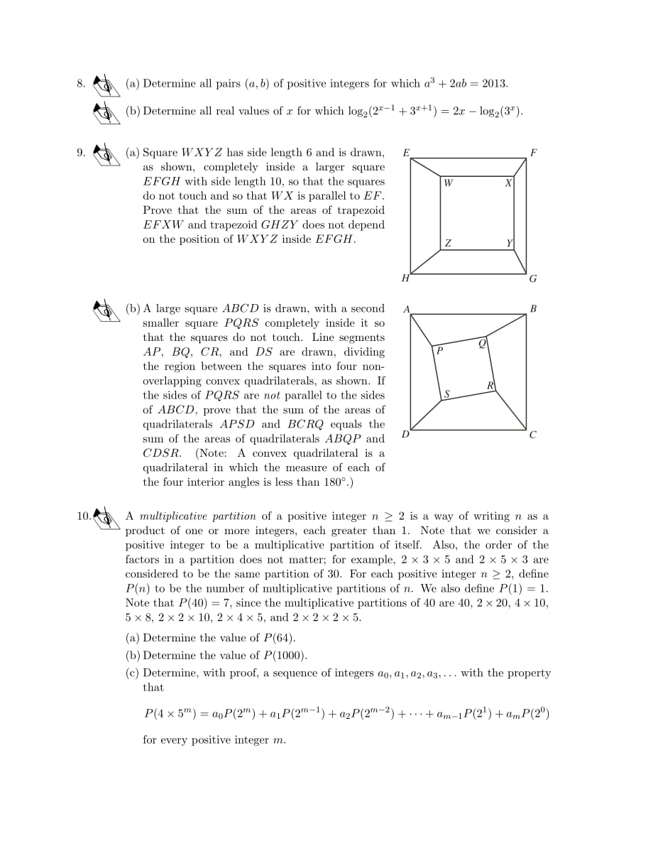 欧几里得滑铁卢数学竞赛_2013EuclidContest_第4页