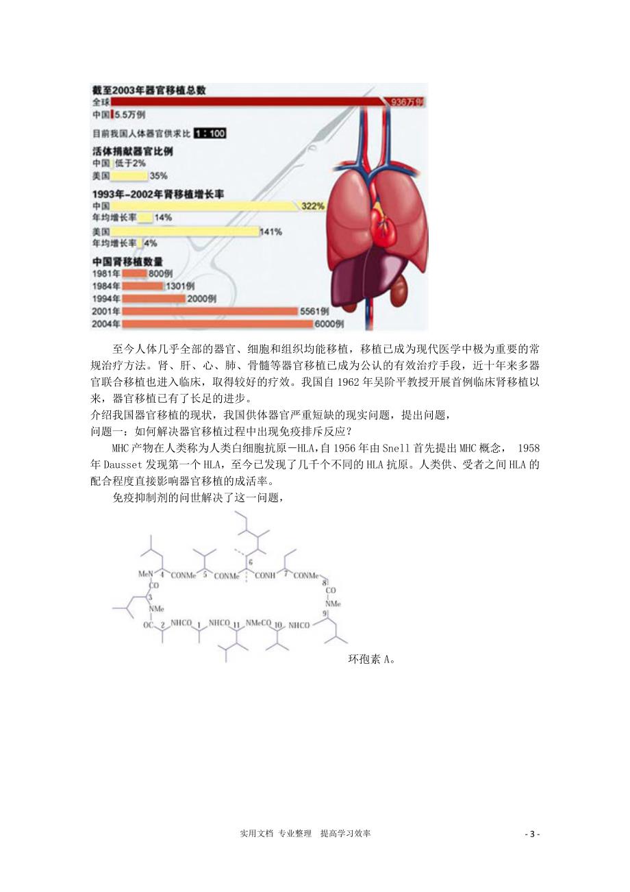 生物选修2人教版同步导学案教案---生物：1.3《人体的器官移植》教案（新人教版选修2）（卷）_第3页