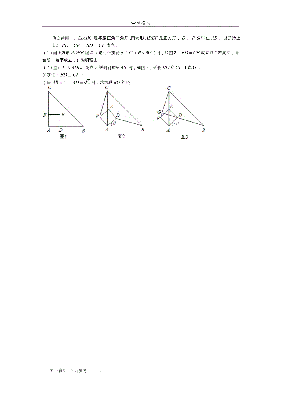 中考专题_几何综合之旋转专题_第2页