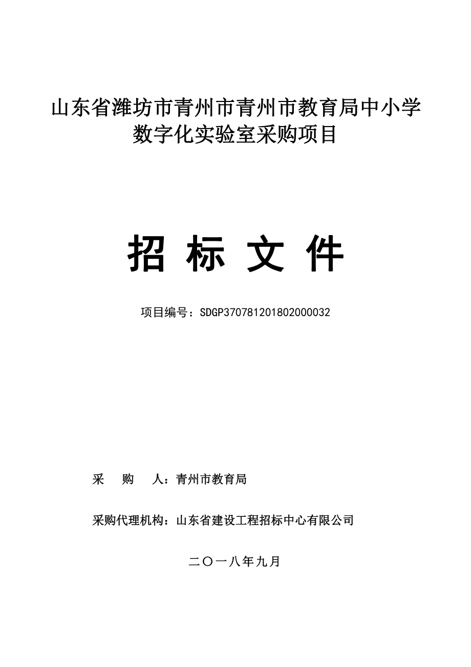 教育局中小学数字化实验室采购项目招标文件_第1页